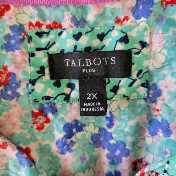 Talbots Plus Womens Ditzy Floral Button Down Shirt Flip Cuff Poolside Multi 2X - Picture 7 of 10
